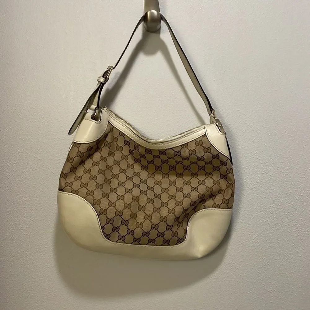 NWOT Gucci Authentic woman’s cloth and leather shoulder bag - Picture 2 of 15